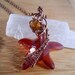 Star Red Magma Rust Swarovksi Star Crystal Pendant Wire Wrapped in Antique Copper Parawire