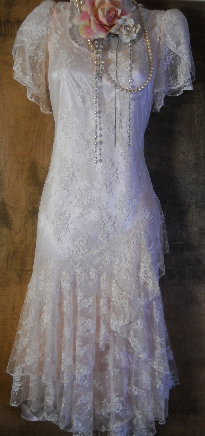 Cream lace dress vintage wedding bride romantic medium by vintage opulence on Etsy
