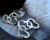 Sterling silver  Cluster heart charm Earrings-Open  three hearts charm earrings