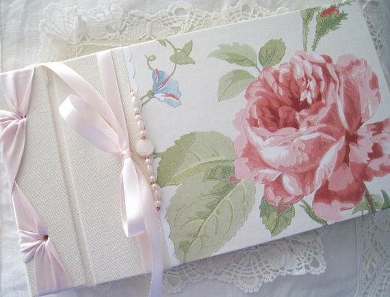 Wedding Guest Book,Photo Album,Bridal Shower Guest Book,English Rose,Vintage inspired  6 x 10