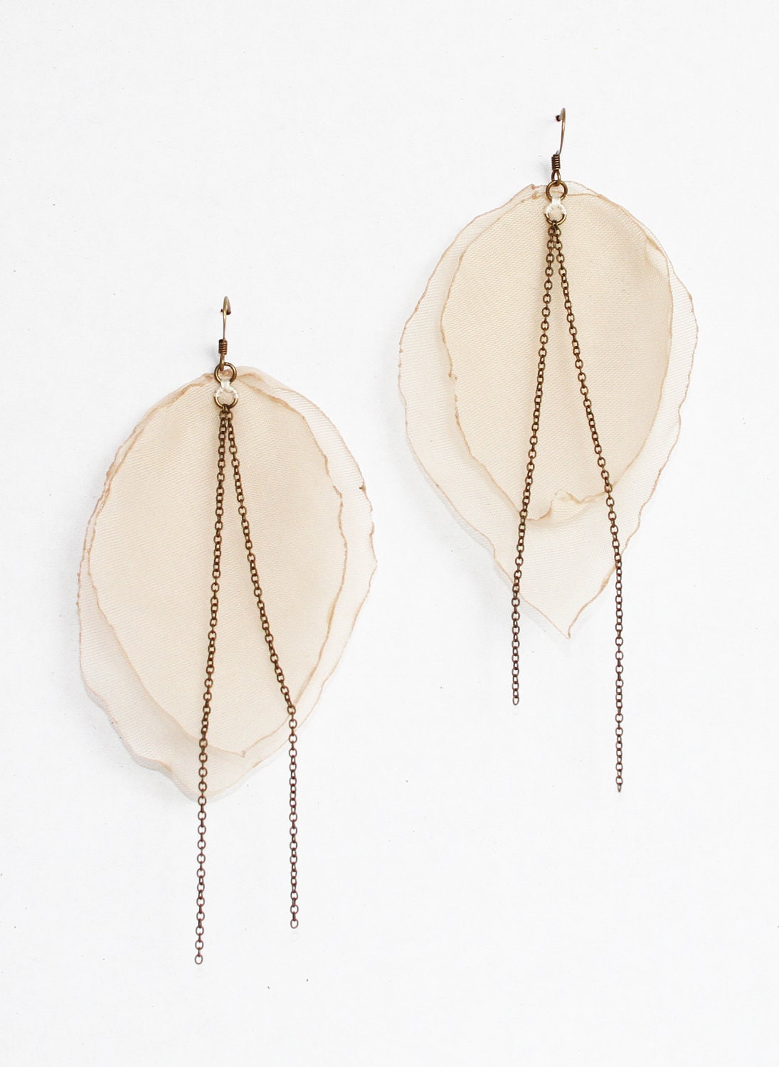 Large ivory chiffon petal earrings