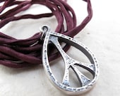 Peace Sign necklace - sterling silver teardrop peace sign necklace
