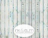 Photography Backdrop 5ft x 5ft, Vinyl Photography Backdrop, White Aqua Wood Photo Background, Shabby Wood backdrop, Floordrop, "Whitewashed"