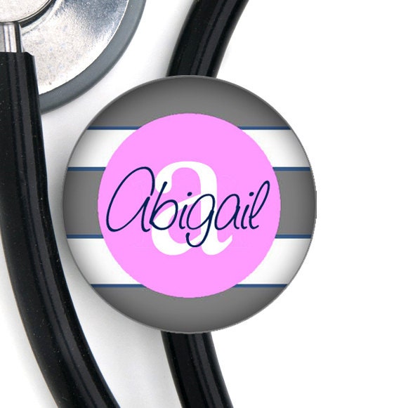 Stethoscope ID Tag Custom Name Pink and by GoodGirlGoneBadge