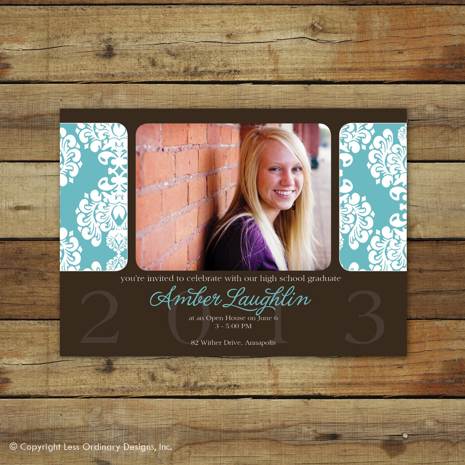 Graduation party invitation photo card, open house invitation, announcement