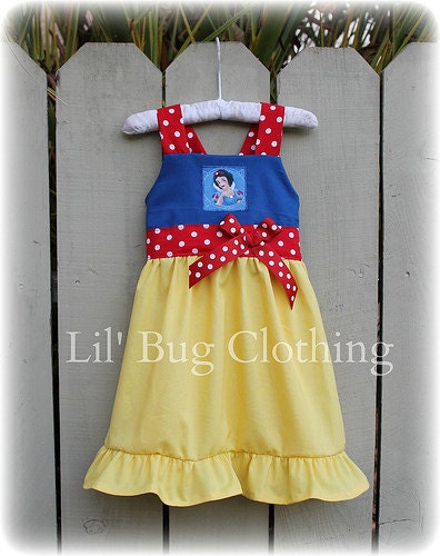 Custom Boutique Clothing Girl  Disney Snow White 1 Piece Jumper Dress Costume