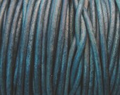 On Sale 3.5 yards 1.5mm Leather Cord USA cord, natural blue denim