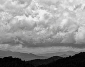 Storm Clouds Photography- NC Mountain photos Black & White NC  landscape photos striking wall art -11x14 Fine Art Photograph, Metallic Paper