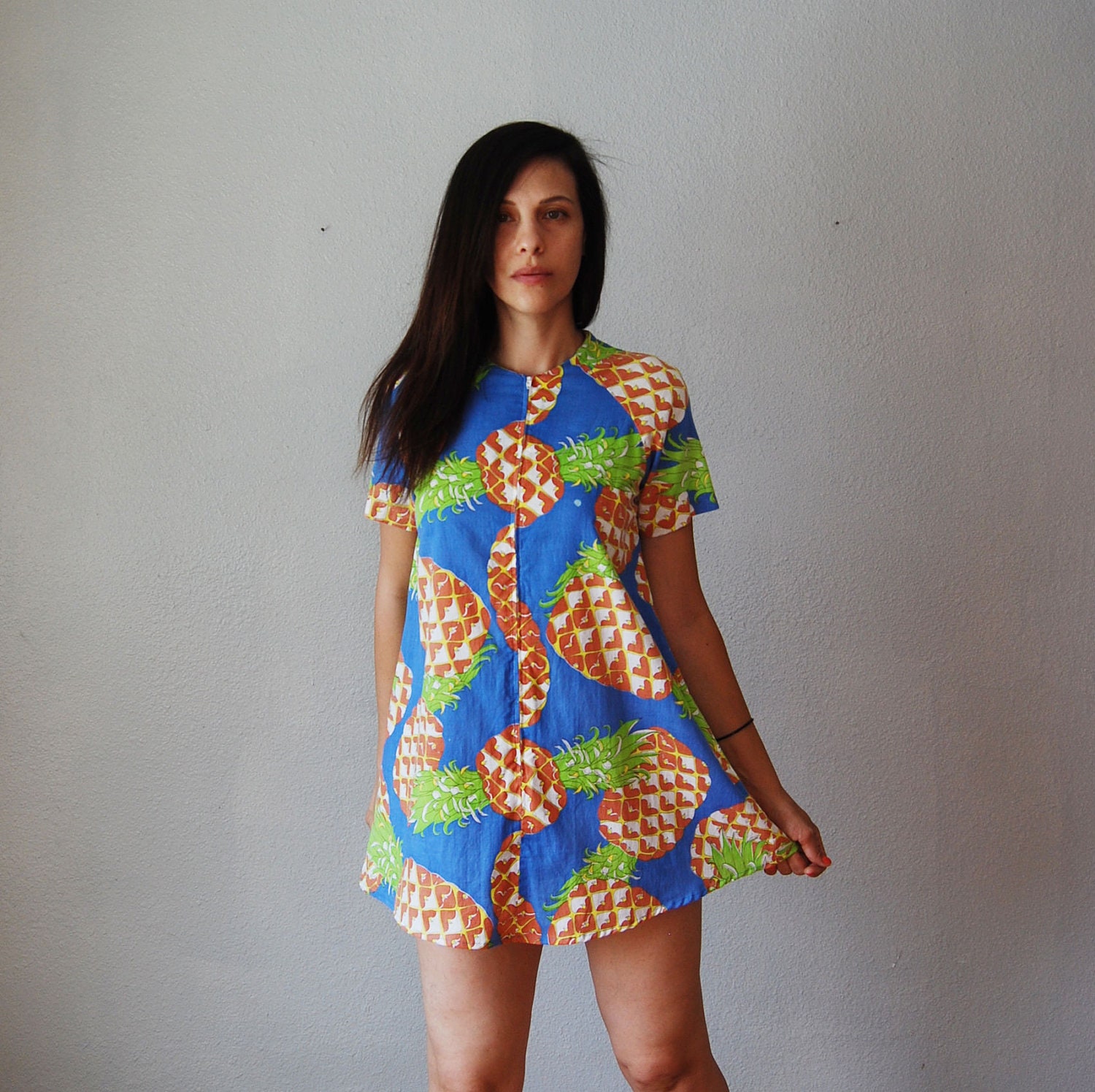 vintage PINEAPPLE dress / 1960s print mini dress
