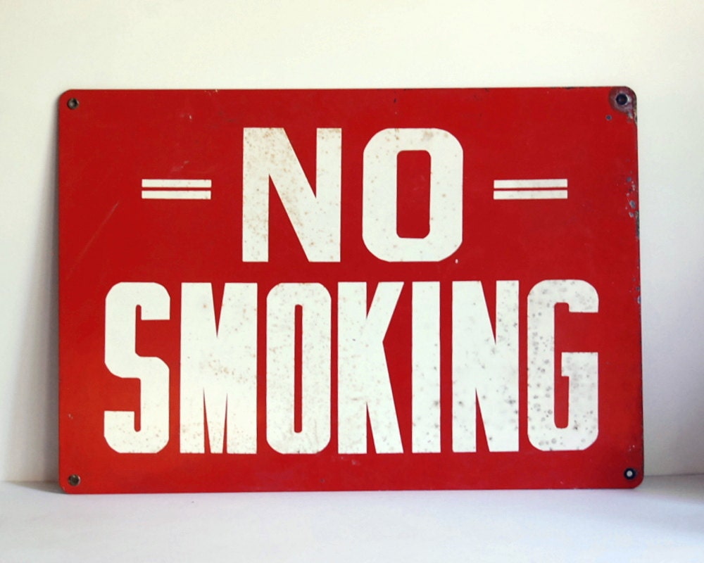 Vintage No Smoking Sign Enamel Steel Industrial Wall Hanging SALE