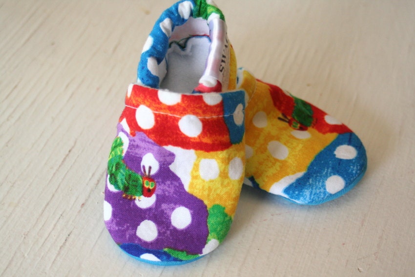 SWAG Baby Boy Girl Booties toddler infant polka dots red blue yellow green slippers shoes Very Hungry Caterpillar  non slip soft soled