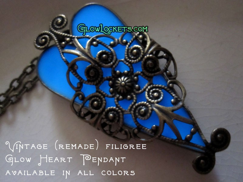 Vintage Filigree Glow Heart Pendant
