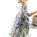 Multicoloured Cotton/Silk Dress with High Front Neckline and Low Back