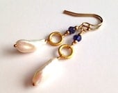Pearl iolite earrings