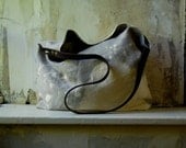 snake tongue splatter tote black leather shoulder strap