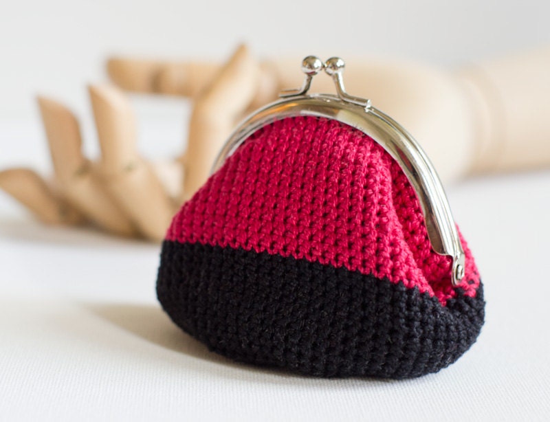 Crochet Coin Purse with Kiss Clasp Frame in Red by studiowonjun