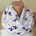 Infinity Scarf Loop Scarf Circle Scarf Cowl Scarf Bird is flying Chiffon and Coton... Scarf...birds