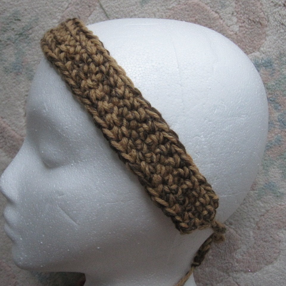 Custom Crochet headband, Dark Chocolate Caramel, workout hair tie, Handmade Hair Tamer, or You Choose Color