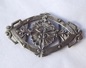 Ornate Antique Silver Metal Buckle, Signed Germany, Edwardian, Art Nouveau inspired, Late 19th century early 20th,