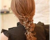 Pearl & Silver Leaf Bridal Hair Vine - Customizable - merrittgade