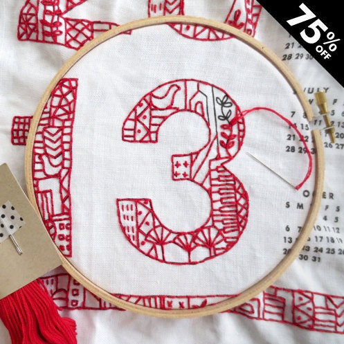 DIY Embroidery Kit -  2013 Tea Towel Calendar