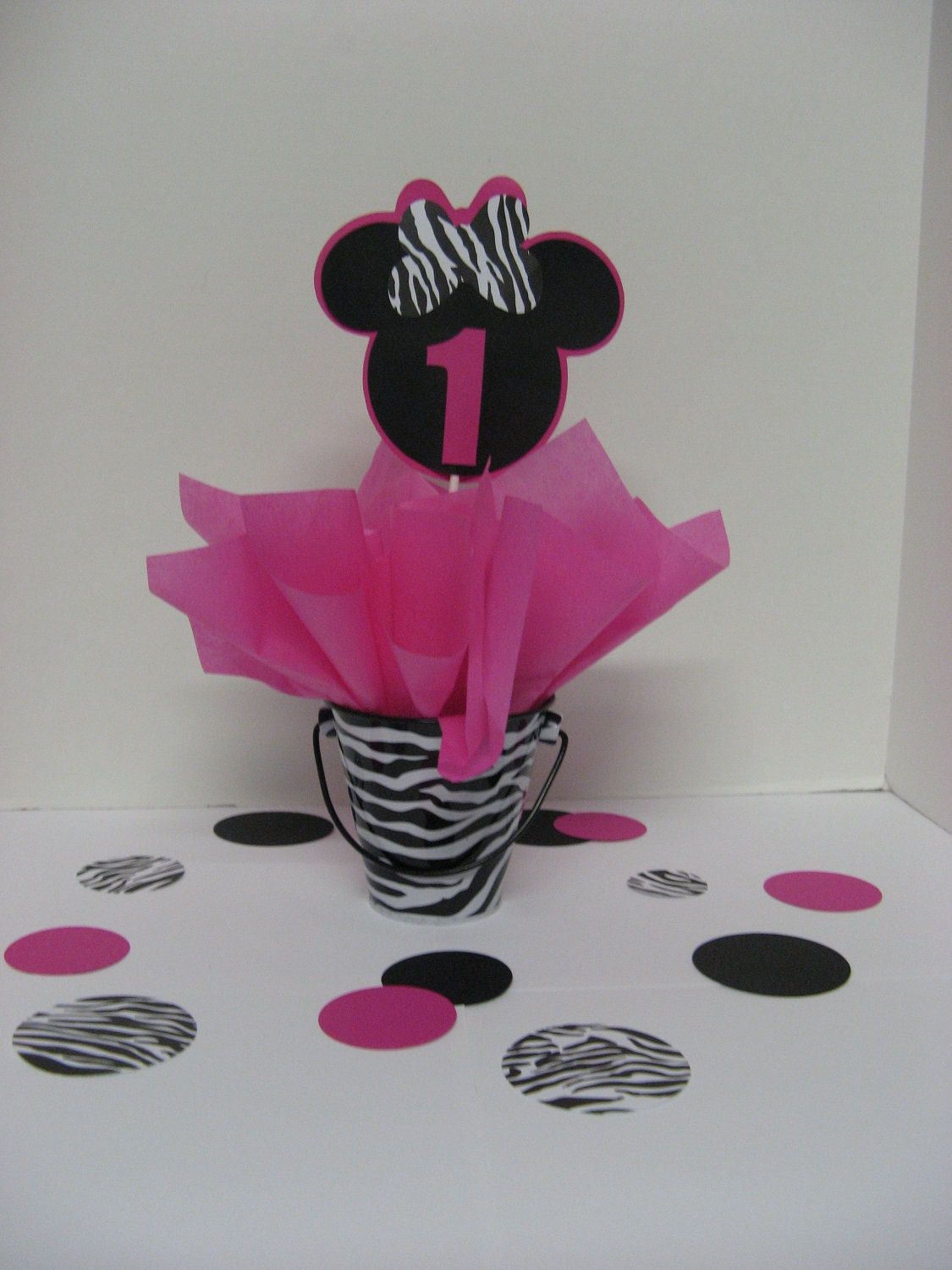 Zebra print Minnie Mouse centerpiece Available in purple orange other colors Il_170x135