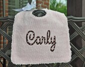 Classic Pink and Brown Dot Custom Monogram Toddler Bib - Julianne Originals