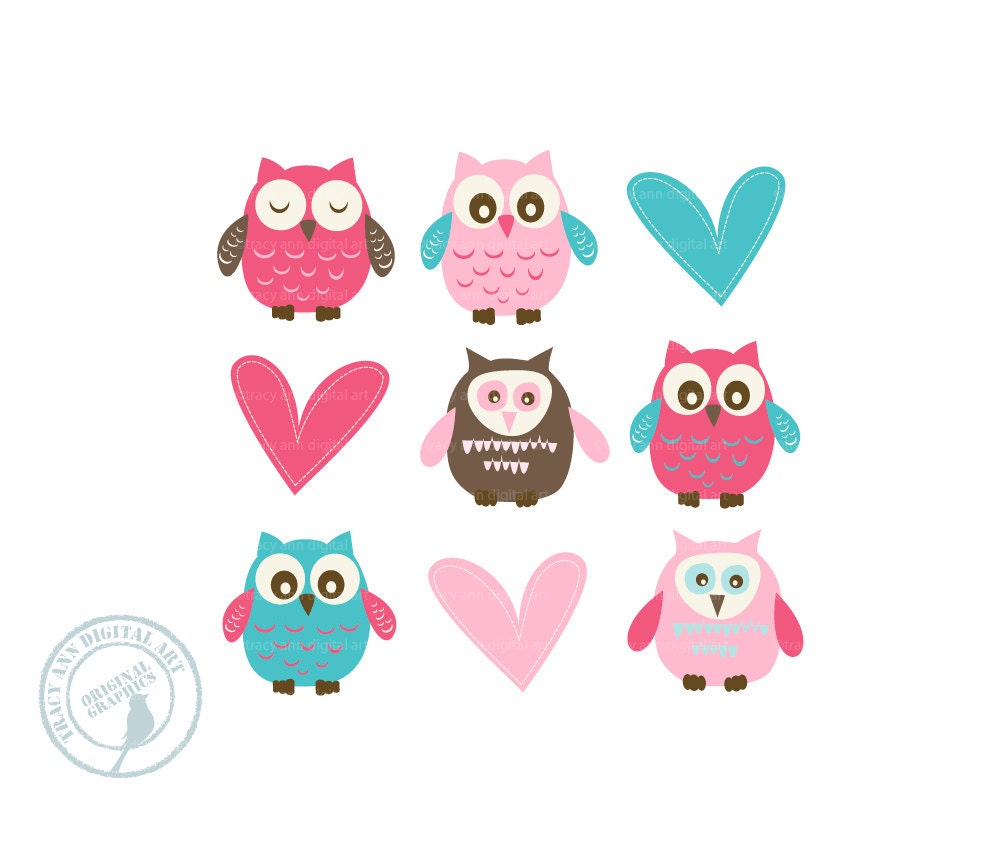 clip art pink owls by tracyanndigitalart - photo #3