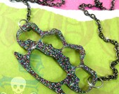 KNUCKLEDUSTER KNOCKOUT - Glitter Knuckles Charm Necklace In Laser Cut Acrylic