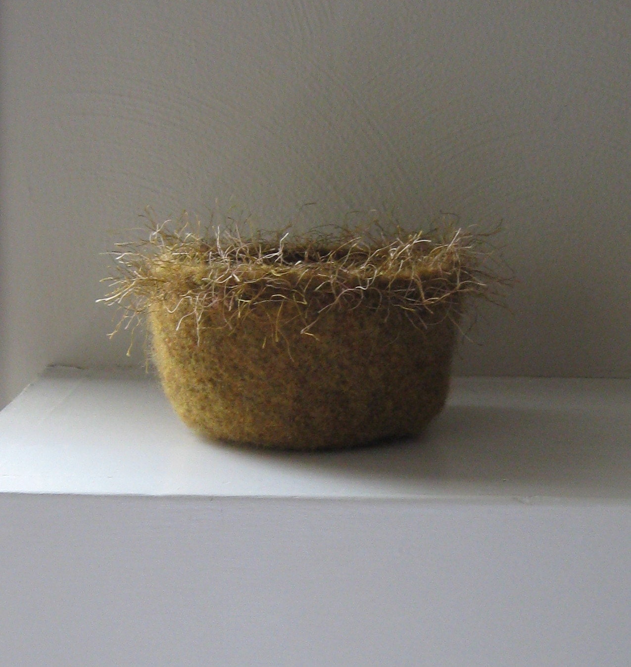 Felted Bowl in Dijon Mustard w/Trim - In Stock - Ready-to-Ship