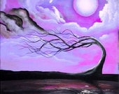 Tree Art Print - landscape whimsical  original art by ANGIECLEMENTINE 8 x 10 professional print - ready to frame