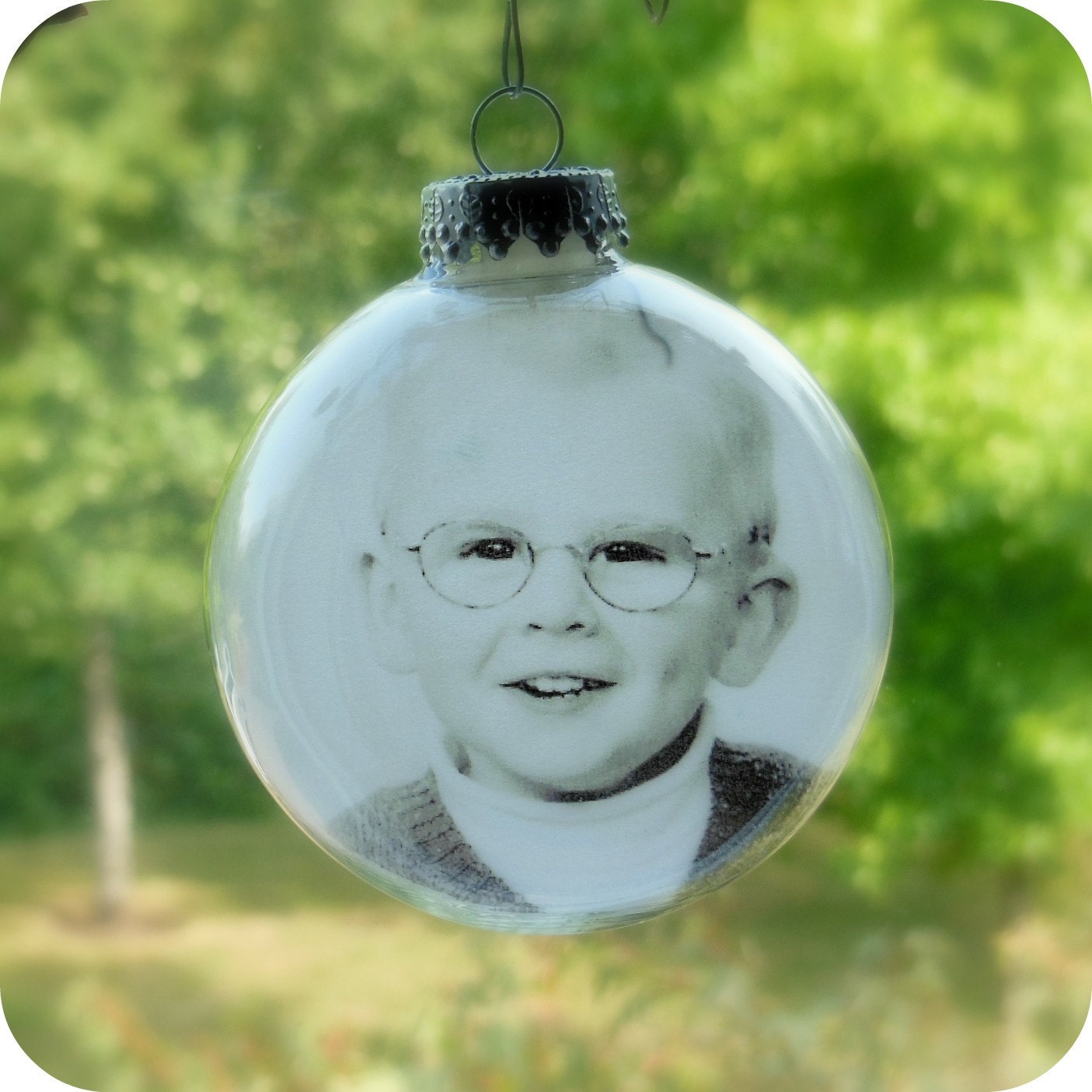 Glass Ball Photo Ornaments - Set of 2 Personalized Christmas Ornaments