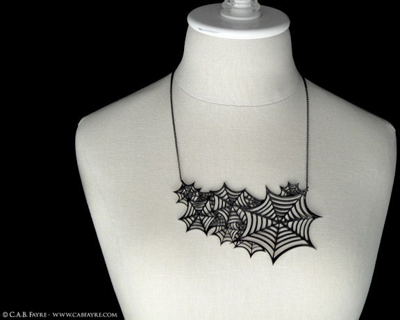 Oh What a Tangled Web We Weave Necklace - Spider Webs Necklace - Laser Cut Acrylic (C.A.B. Fayre Original Design)