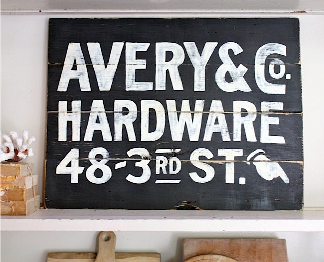 Vintage reproduction AVERY HARDWARE STORE sign huge