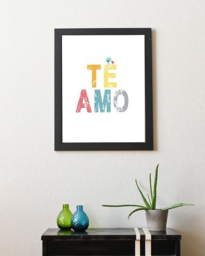 TE AMO Childrens Wall Art 11x14 Poster ( I Love You in Spanish)