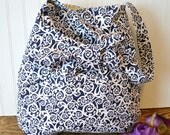 READY TO SHIP....Bucket Bow Bag Navy and White Everyday Bag Ready to Ship