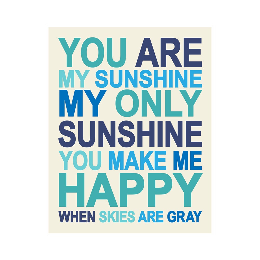 Children's Wall Art / Nursery Decor You Are My Sunshine... 11x14 inch print by Finny and Zook