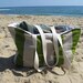 Extra Large Beach Tote, Beach Bag stripe, textured Chartreuse and Natural stripe READY TO SHIP