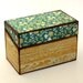 RESERVED Recipe Box Teal Flowers Yellow Faux Bois Fits 4x6 Recipe Cards