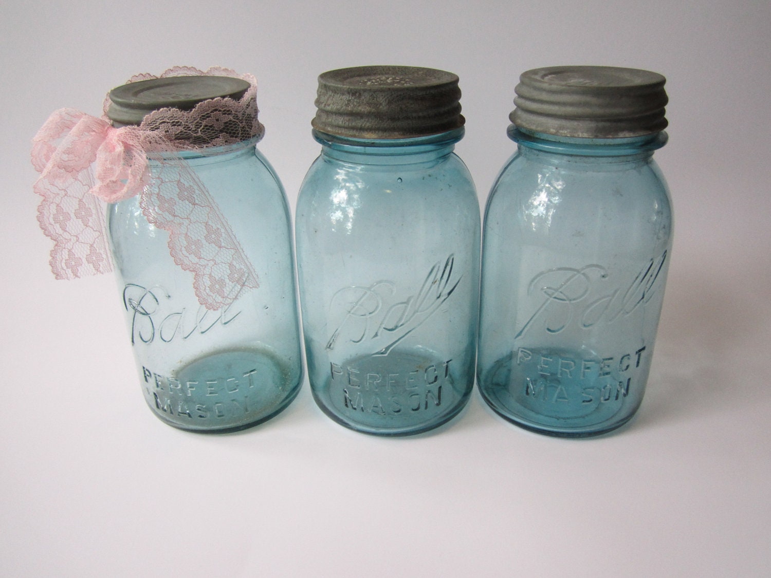 Vintage Aqua Ball Canning Jar Trio