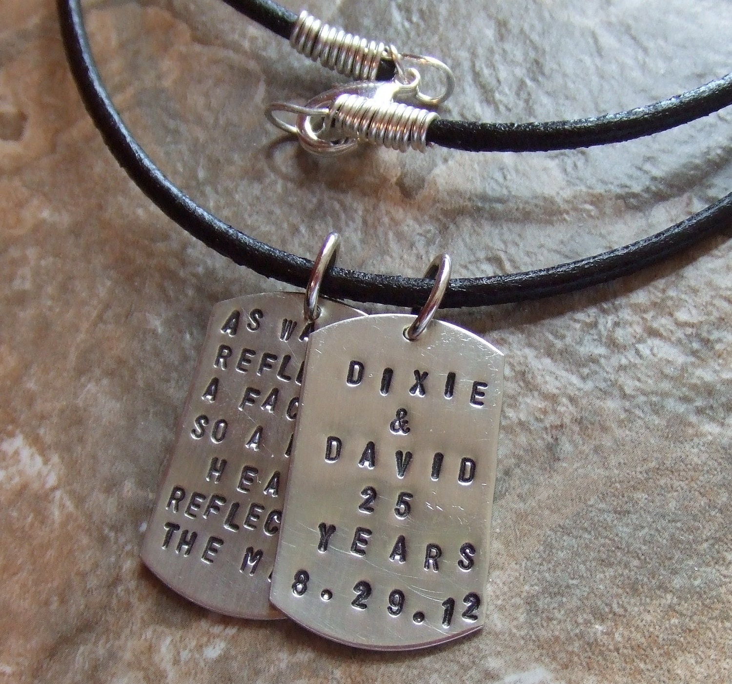 Personalized Sterling Silver Double Dog Tag Necklace Dad Husband Son Boyfriend