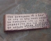 Copper Money Clip- Personalized Handstamped Sons Fathers Dad Daddy Men Boyfriend