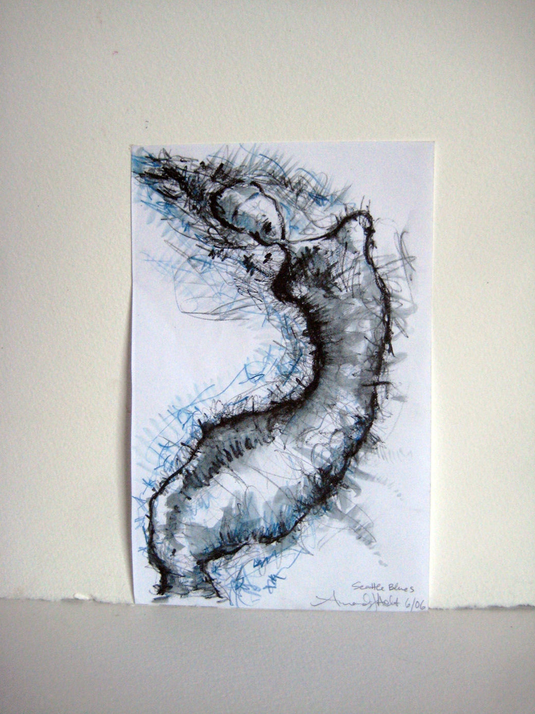 Seattle Blues 2006 watercolor painting, 5 x 7 on archival paper