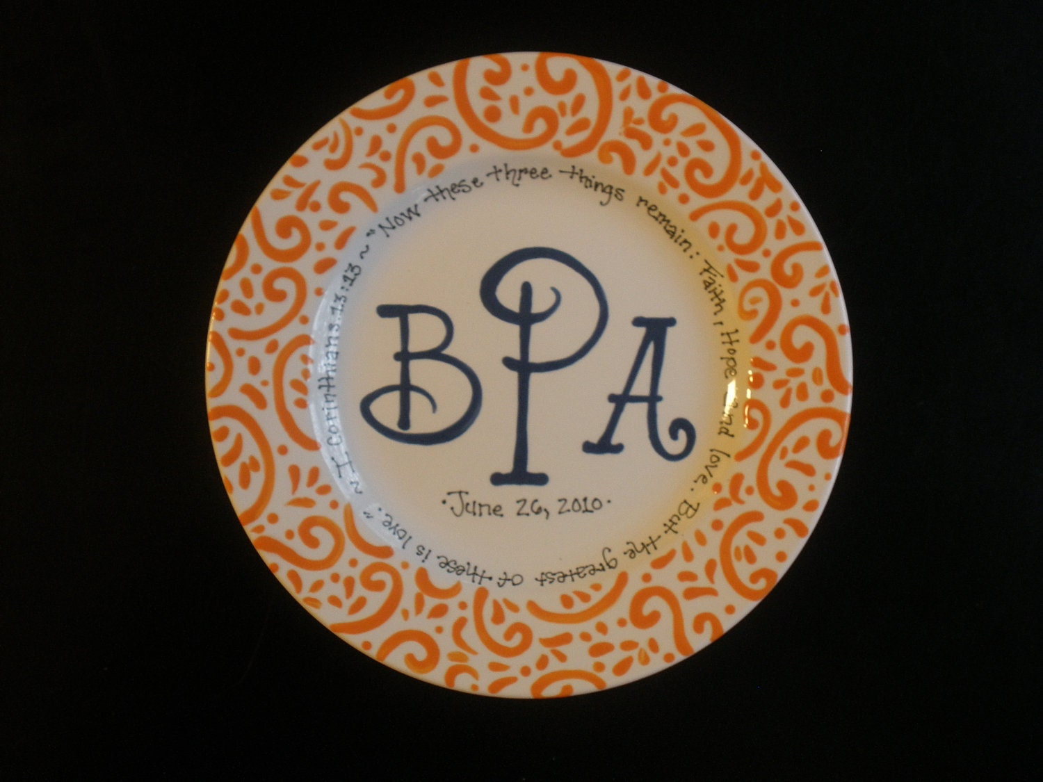 Handpainted Platter - Monogrammed Plate - Wedding Gift