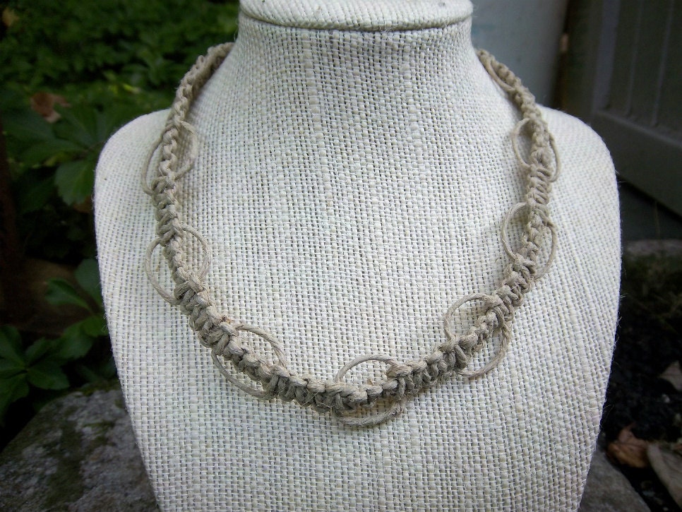 Natural Looped Knot Hemp Choker Necklace