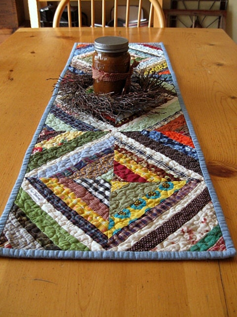 kaleidoscope / star reversible - - table runner - - 12" x 35" - ready to ship