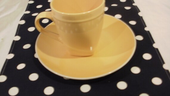 TABLE RUNNER NAVY with White Polka Dot by FantasyVintageBridal