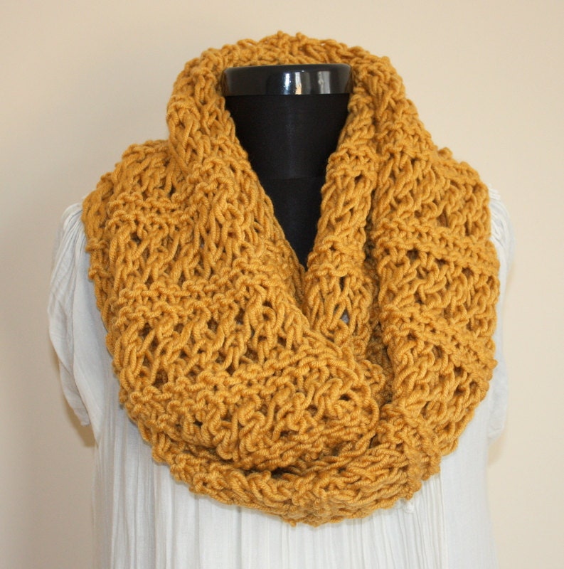 on SALE - Mustard YellowChunky Loop Scarf - Ready to Ship