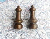 2 vintage chunky brass metal knobs includes hardware