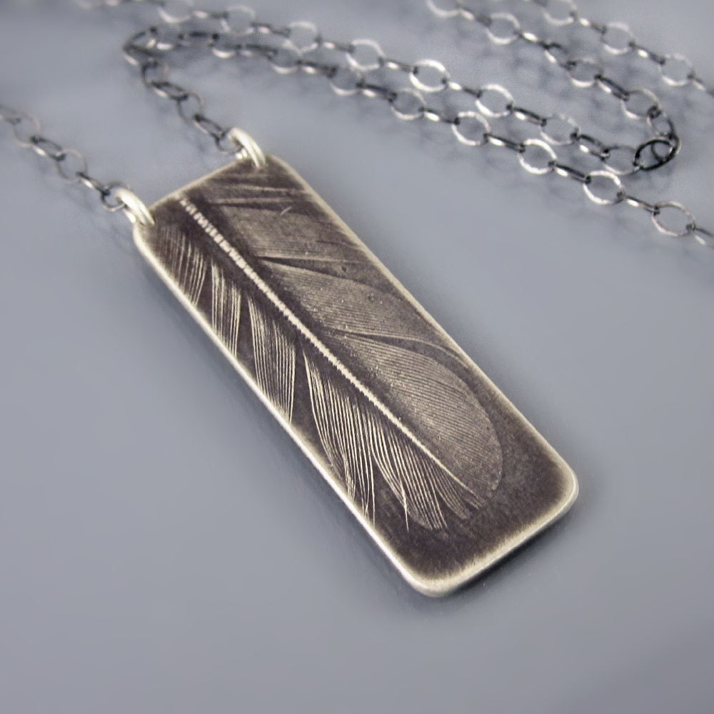 Small Feather Necklace - silver feather jewelry